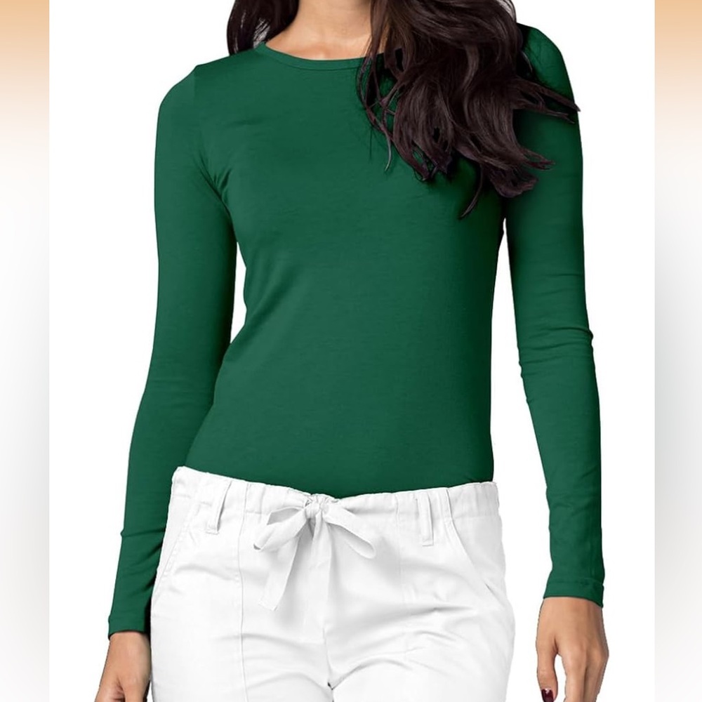 Green Long Sleeve Shirt Women’s Small Crew Neck Work Basic Top
